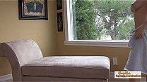 Raven-haired MILF sucks and fucks after a massage