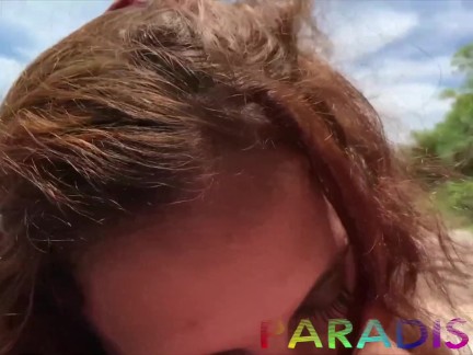 Paradise Gfs – Nude twins giving white guy head on the beach – Part 2
