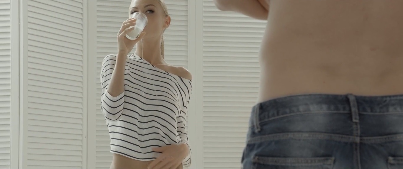 Sexy blonde Nancy A. seduces and fucks hardcore with her boyfriend